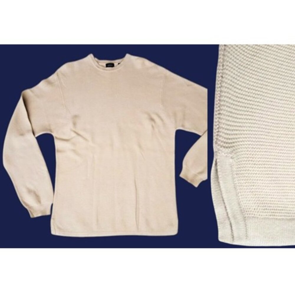 IZOD Cream Textured Knit Sweater Crewneck Pullover Size L Grandpacore Layer